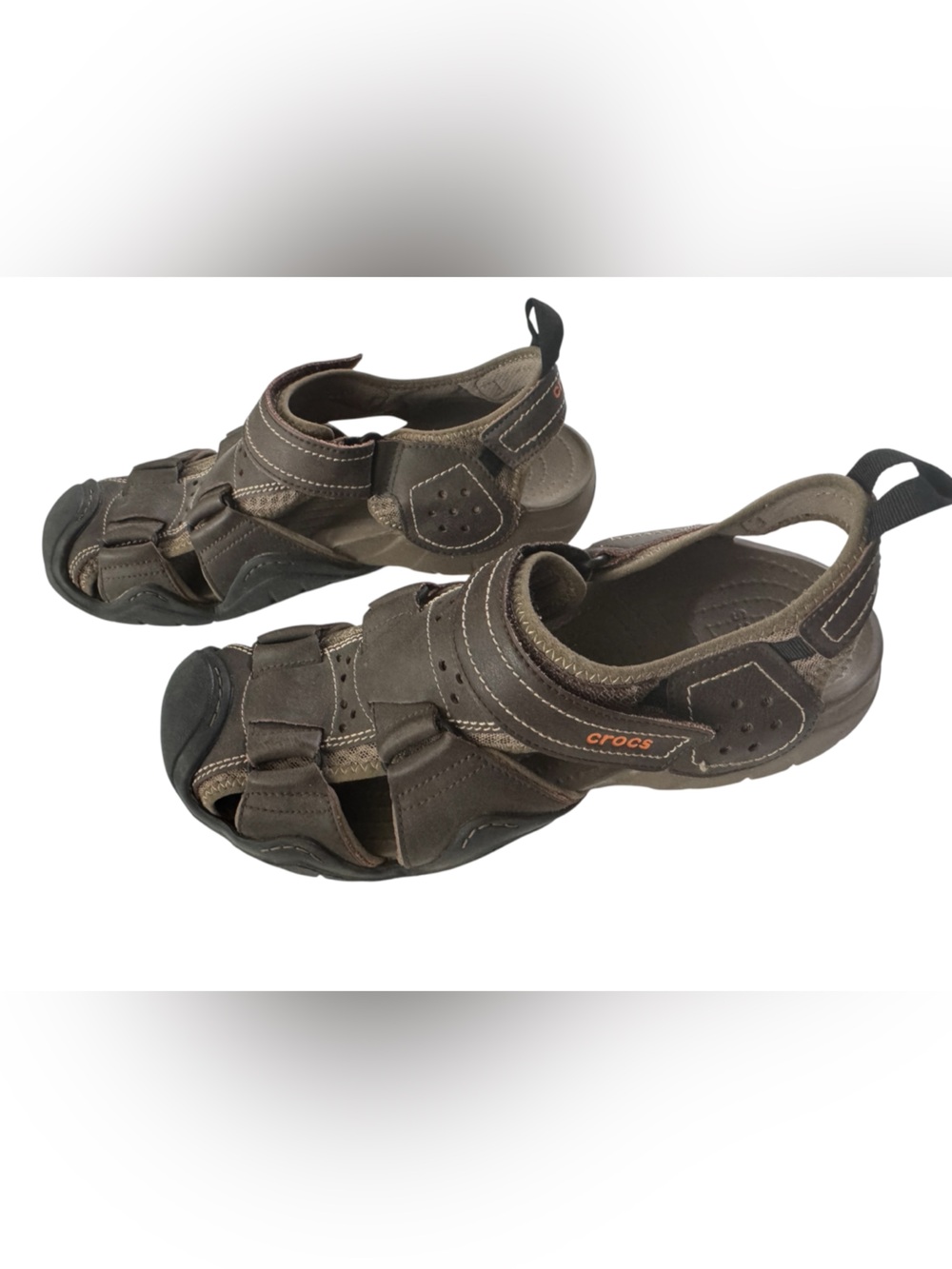 Crocs Swiftwater Fisherman Leather Shoes Mens brown Mens size 11